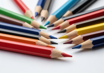 Colorful Pencils Radiating from a Center Art Supplies and Creativity