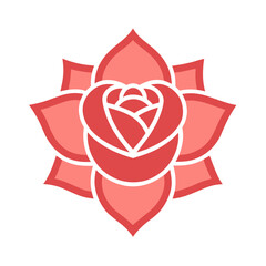 Coral pink stylized rose with layered petals flower