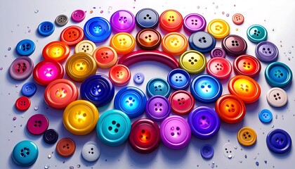Colorful buttons in a circular pattern