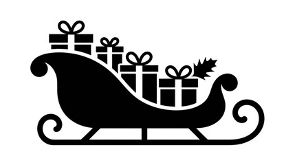 Santa sleigh with gifts isolated on transparent background for christmas time