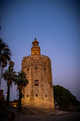 Fototapeta premium Sevilla, España. 1 de julio de 2025. Las amplias calles arboladas cerca del centro histórico de Sevilla, España,