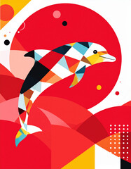 Fototapeta premium A captivating dolphin illustration with a mesmerizing geometric design.