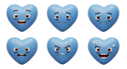 Cartoon heart emojis various expressions