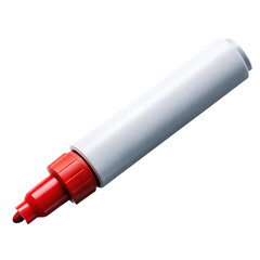 Fototapeta premium White Marker Pen with Red Cap and Nib on a Transparent Background writing tool drawing tool isolated on a transparent background