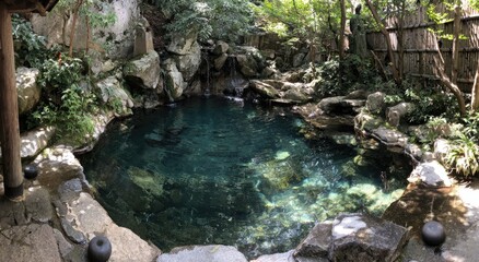 Outdoor natural hot spring, tranquil