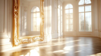 Baroque Interior with Gold Frame and Sunlight