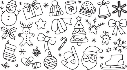 Obraz premium Winter Season Ornament Hand Drawn Happy New Year Holiday Season