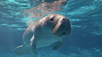 dugong swimming