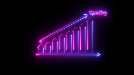 pink and blue color Glowing neon line on business graph and checking quality. pink and green neon line going on business graph. - Powered by Adobe