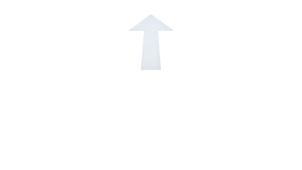 white arrow graph up direction isolated on white background or isolated on transparent background, cut out PNG