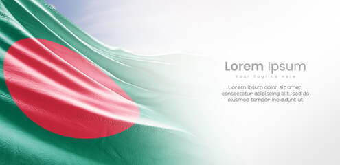 Bangladesh national flag waving and fading on white background. The flag uses for banner and poster...