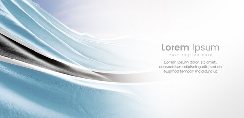 Botswana national flag waving and fading on white background. The flag uses for banner and poster with text. Botswana national flag for independence day.