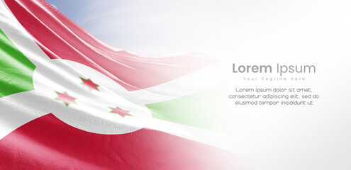 Burundi national flag waving and fading on white background. The flag uses for banner and poster with text. Burundi national flag for independence day.