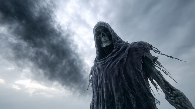 Grim reaper with black smoke, death spirit horror concept