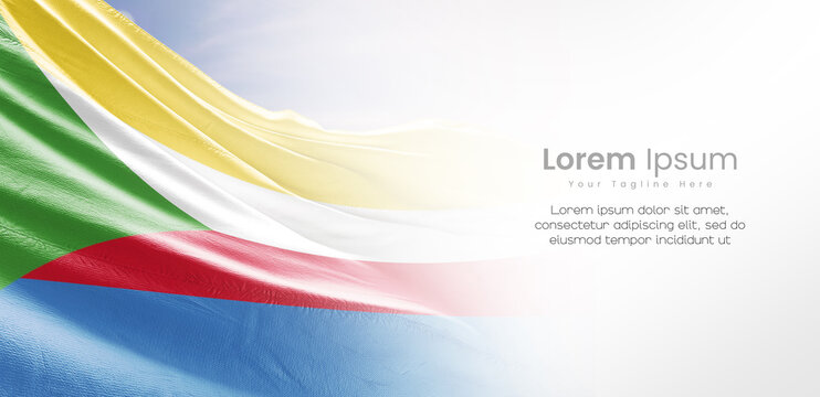 Comoros national flag waving and fading on white background. The flag uses for banner and poster with text. Comoros national flag for independence day. - Powered by Adobe