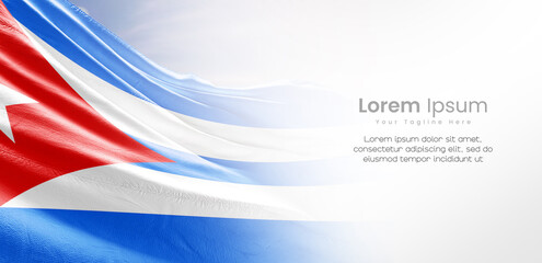 Cuba national flag waving and fading on white background. The flag uses for banner and poster with text. Cuba national flag for independence day.
