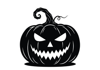 Spooky halloween jack o lantern face with glowing eyes and scary grin