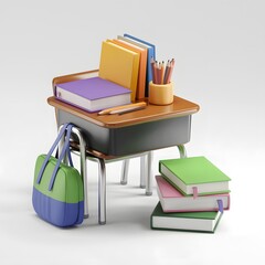 Schultisch mit B&uuml;chern