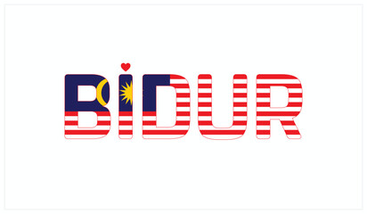I Love Bidur, Typographic Design of I Love Bidur on a black background, Flag Typography of Bidur with heart, Vector design of I Love Malaysia