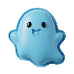Adorable 3D Render of a Happy Blue Ghost for Halloween