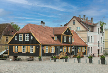 Latvia, the city of Kuldiga - the center of the old city in Kuldig, Latvia. This is the building of history.