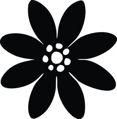Simple black flower silhouette design elegant petal shape for decorative projects natural beauty symbol botany art floral graphic element