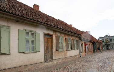 Latvia , Kuldiga city - Old Town Center in Kuldiga, Latvia. Historical pedestrian street