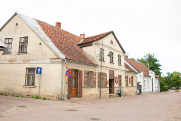 Latvia , Kuldiga city - Old Town Center in Kuldiga, Latvia. Historical pedestrian street