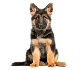 Fototapeta premium Cute German Shepherd Puppy Sitting isolated on a transparent background