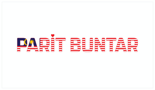 I Love Parit Buntar, Typographic Design of I Love Parit Buntar on a black background, Flag Typography of Parit Buntar with heart, Vector design of I Love Malaysia