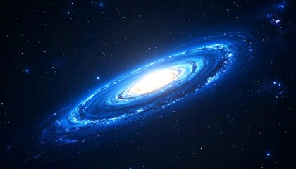 Fototapeta premium Spiral galaxy, vibrant blue hues, cosmic dust