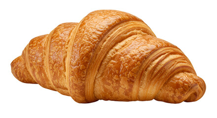 Delicious golden brown croissant pastry baked breakfast food photography studio shot isolated on black background isolated on transparent white background