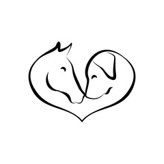 Heartwarming Harmony A Horse and Dog Embrace Concept in a Gentle Design