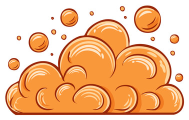 Vibrant orange cartoon bubbles and foam pile vector illustration for a clean or fizzy concept