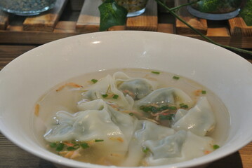 vegetable dumplings with soup