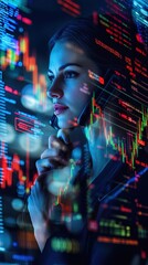 Futuristic digital technology background with people and abstract lights