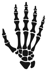 Stylized human hand skeleton black silhouette medical anatomy illustration