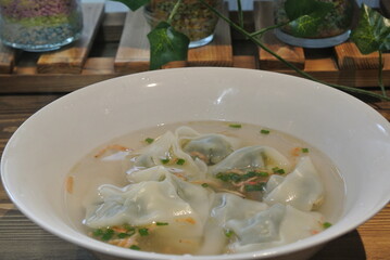 vegetable dumplings with soup