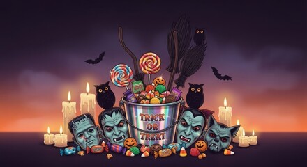 Halloween candy bucket illustration