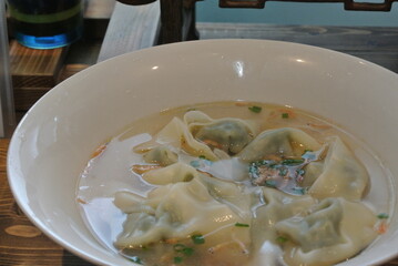 vegetable dumplings with soup