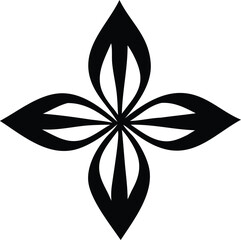 Elegant black floral motif graphic design symbol decorative pattern element abstract four petal shape © Vector Stock