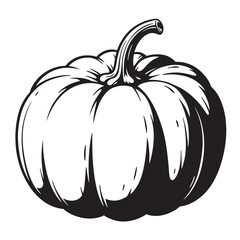 black and white vector pumpkin silhouette on a white background
