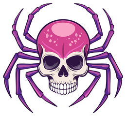 Creepy Spider Skull Hybrid Illustration with Purple and Pink Tones