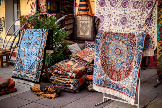 Georgian and Caucasian traditional carpets store in Old town Tbilisi, Georgia