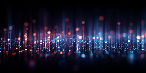 Glowing blue and red light streaks and bokeh abstract background