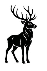 Majestic Stag Deer Silhouette Vector Illustration - Wildlife Animal with Large Antlers