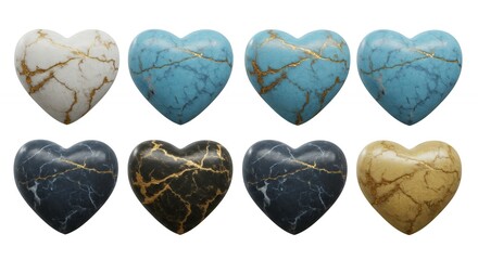 Colorful heart shaped stones for crafts or jewelry