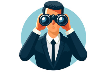 Flat illustration of businessman looking for new goals.