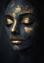 Panting of a young woman with colored face