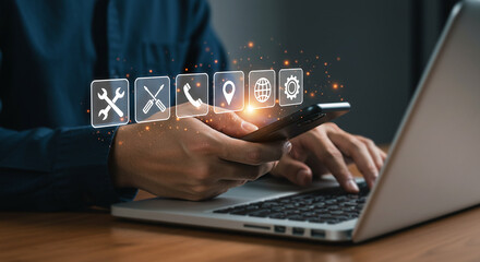 Customer support and technical service on mobile phone and laptop.

